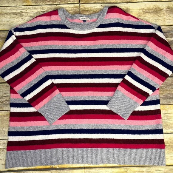 Court & Rowe Striped Merino Wool Crew Neck Sweater Womens Plus size 1X - Picture 1 of 6
